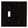 Leviton 2-Gang Combination Wallplate, 1-Toggle and 1-Blank, Midway Size, Thermoset,