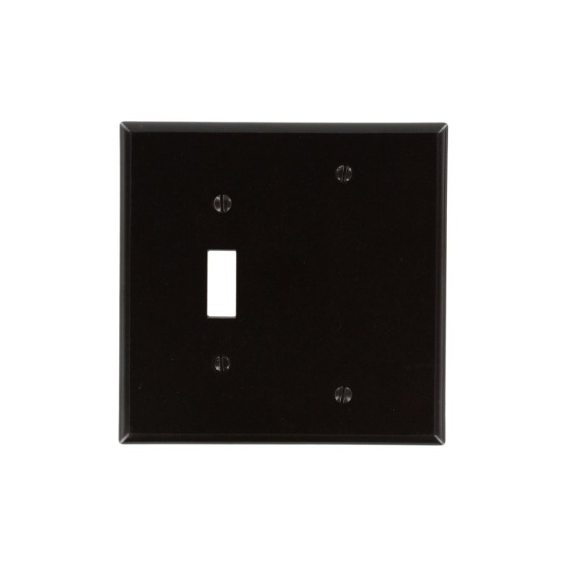 Leviton 2-Gang Combination Wallplate, 1-Toggle and 1-Blank, Midway Size, Thermoset,