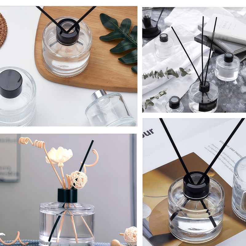 2 Pcs 50ml/1.7oz Clear Round Empty Glass Diffuser Bottles Jars