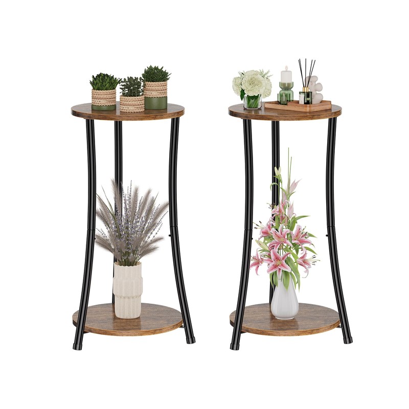 Simple Trending Round Side Table, 2 Tiers End Table for