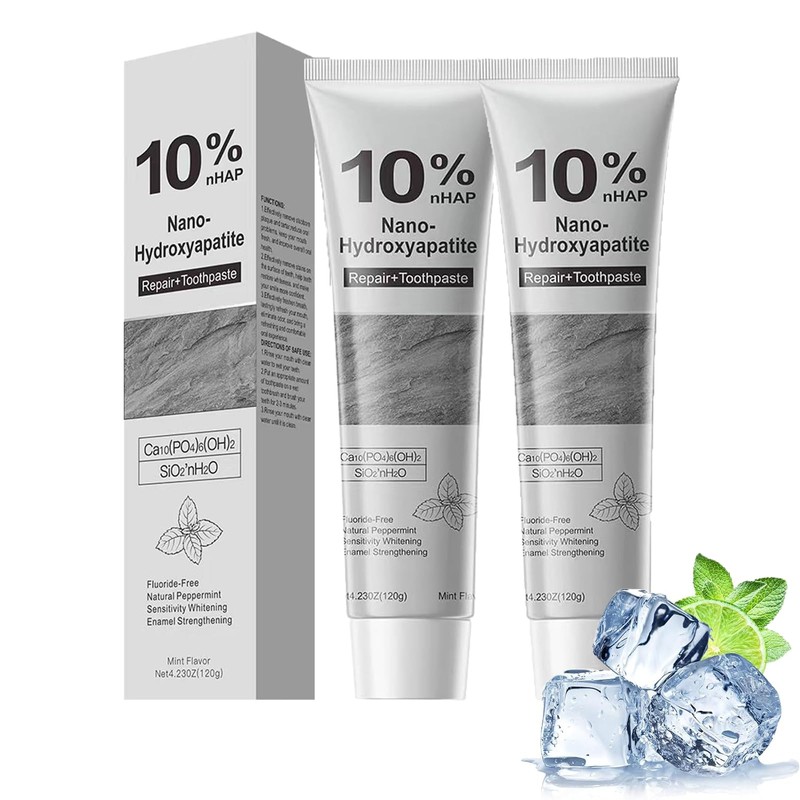 2Pcs 10% Hydroxyapatite Toothpaste,Nano-Hydroxyapatite Toothpaste for Advanced Enamel Protection,Fluoride Free