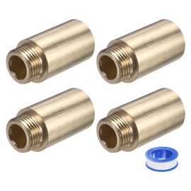 M METERXITY 1-Set Shower Head Extension Arm, Brass G1/2 Male to Female Extension Pipe Fitting Adapter with PTFE Thread Seal Tape for Shower/Faucet, Pipe Plumbing Coupler 1.97"/50mm 5pcs