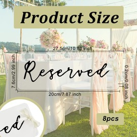 OLYCRAFT 8 Pcs Acrylic Tag Reserved Signs Clear Hanging Reserved Signs with Satin Ribbon Rectangle Reserved Hanging Sign for Wedding Church Restaurant Important Events Reserving - 275mm