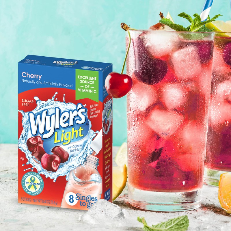 Wyler’s Light Singles-To-Go Sugar Free Drink Mix, Cherry, 8 CT