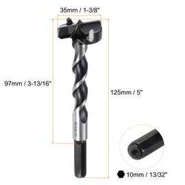 sourcing map Forstner Drill Bit 35mm (1-3/8") Dia 125mm (5") Long YG8/C1 Tungsten Carbide Twist Wood Forstner Bits Hole Saw Auger Opener Cutter for Woodworking Drilling
