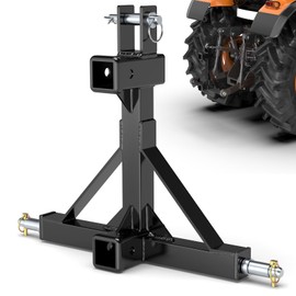 3 Point Trailer Hitch with Dual 2” Receiver, Black 3 Point Hitch Receiver for Standard 2” Receiver and 5th Wheel/Goose Neck Connections, 3 Pt Quick Hitch Farm Equipment and Subcompact Trailer Hitch