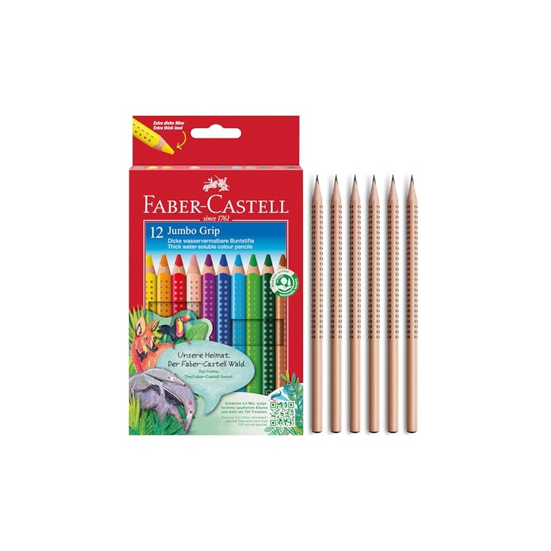FABER-CASTELL 205276 Jumbo Colouring Pencils Set 18 Pieces Including 6