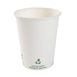 BIOZOYG Pack of 100 Coffee Cups Paper Cups 300 ml / 12 oz Diameter 90 mm White with Environmental Icons - Disposable Cups Plastic-Free - Cups from Sustainable Forestry - Coffee Cups Disposable