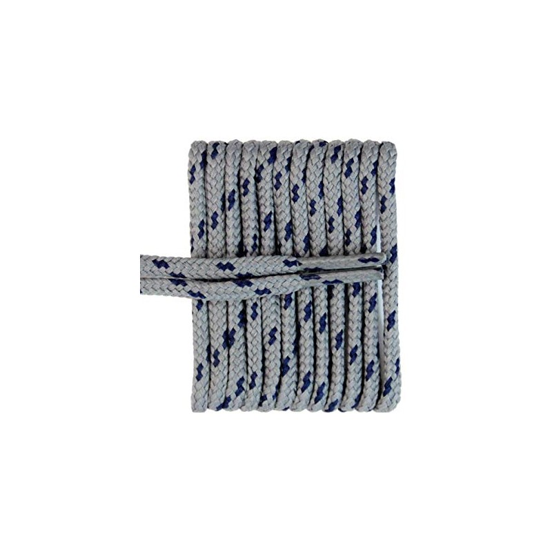 FeetPeople Round Shoe Laces for Boots/Shoes, Grey With Navy Chip,