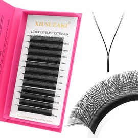 XIUSUZAKI YY Lash Extensions Supplies Y Eyelash Extensions 0.07mm Thickness D Curl 12mm Premade Fans 4D Russian Volume Matte Black 12 Rows Crisscross Eye Lashes(YY-0.07-D,12mm)