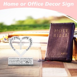 Gifts for 40th Wedding Anniversary, Happy 40th Anniversary Decorations for Parents, Husband, Wife, Couples, Friends, 40 Wonderful Years Keepsake Gifts for Her Him Desktop Decoration Sign, DSJ308