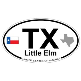 US Decal, Inc. Little Elm, Texas Oval Sticker with State Flag