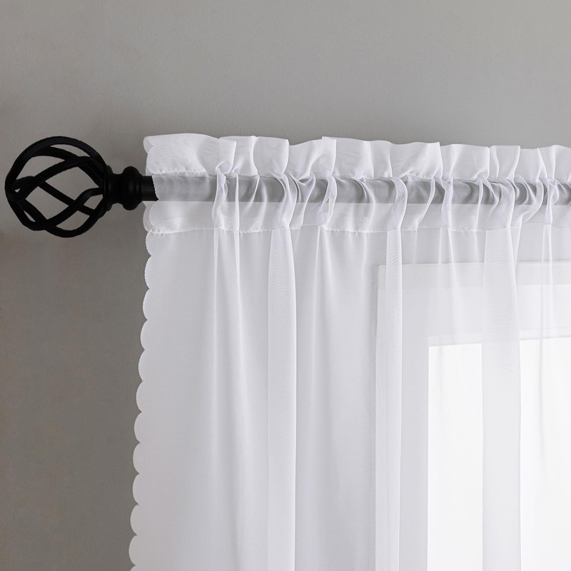 Window Curtains White Sheer Curtains 90 Inches Long 2 Panels