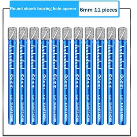 11 PCS 1/4" Dry Diamond Core Drill Bits Set Drill Tile Hole Saws Vacuum Brazed with Round Shank U Type Slot Design for Ceramic Porcelain Tiles Marble Granite Quartz Glass Hard Materials