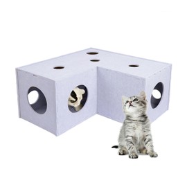 Cat Tunnel, Aberatail Cat Hideaway Tunnels for Indoor Cats, Soft Felt Cat Toy with Interactive Peek Hole, Cat Cave and Cube for Small Medium Large Cats