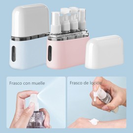 Juego de 8 Botellas de Viaje de Silicona, Accesorio De Tamaño De Viaje a Prueba De Fugas De 50 Ml /2 Oz Con Etiqueta Y Caja De Almacenamiento,Accesorios de Viaje Recargables a Prueba de Fugas.