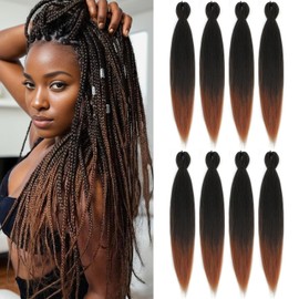 DIFUNEE Pre-stretched Braiding Hair - 26 Inch 8 Packs Ombre Brown Braiding Hair For Twist or Box Braids, Yaki Texture Hot Water Setting Synthetic Long Braiding Hair Extensions (26 Inch, T30-8P)