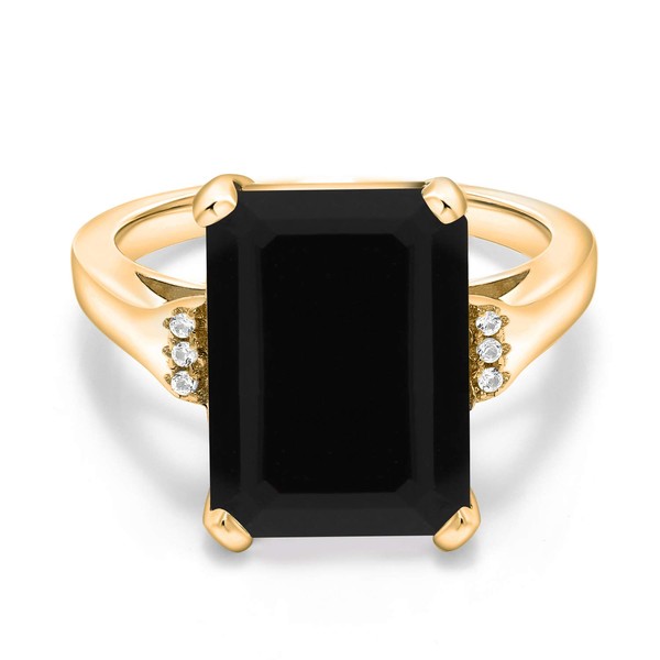 Gem Stone King 18K Yellow Gold Plated Silver Black Onyx