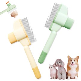 JYNVO 2 Stück Katzenkamm, Fellpflege Kamm für Katzen, Fellbürste & Haustierpflege, Umweltfreundlich, Für Lang- Und KurzhaarpflegeMassagen, 20 cm (Grün, Gelb)