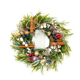 [2025 mamawreath Flower Wreath] Christmas Wreath Winter Wreath Artificial Flower Shabby Green Natural Entrance Door Birthday Anniversary Size S: 7.9 inches (20 cm) (Diameter) x 3.0 inches (Thickness
