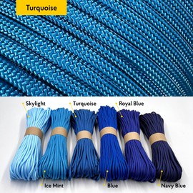 EdcX Paracord 4mm, 35+ Solid Colors (10m, 15m, 30m, 50m, 100m, 300m) | Ideal for Crafting, DIY, Camping, Survival, Outdoor | 100% Nylon Rope 4mm | Tactical Cord 550 Type III (Turquoise, 10 m)