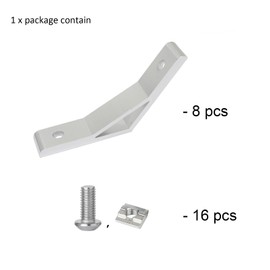 FORRCKY 8Pcs 135 Angle Degree 1010 Aluminum Extrusion Profile Bracket 10 Series Extrusion Connectors with 16Pcs 10 Extruded Aluminum M6 T Slide Nuts Bolts 135° Brackets