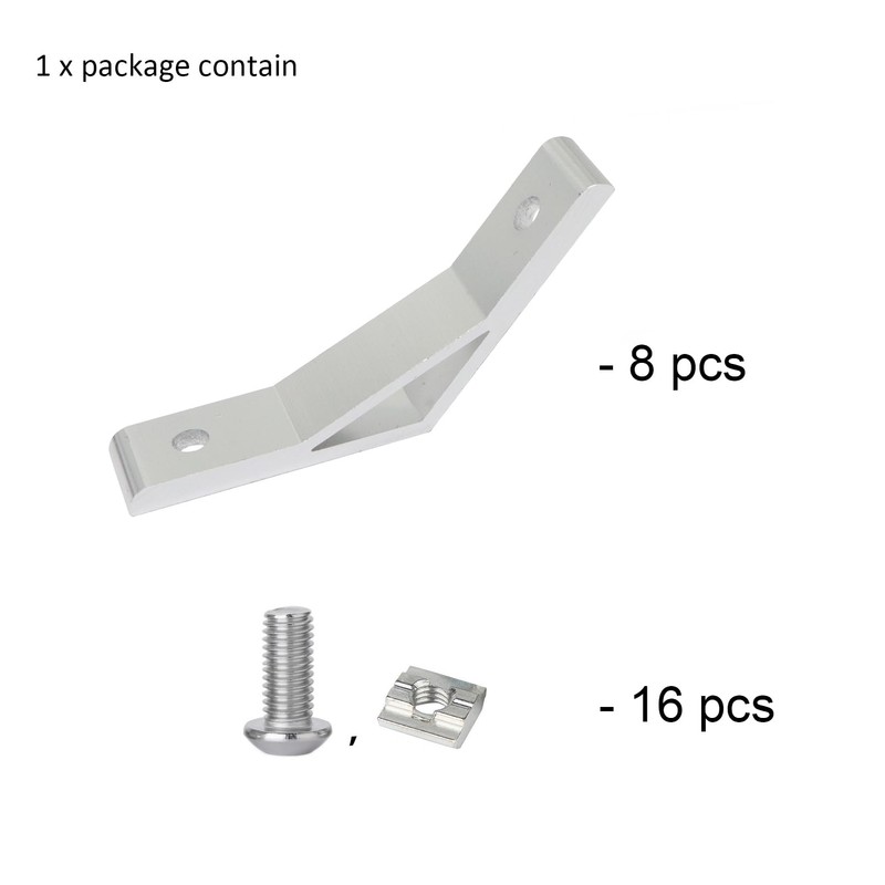 FORRCKY 8Pcs 135 Angle Degree 1010 Aluminum Extrusion Profile Bracket