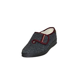 Intermax Women's Slippers with Velcro Fastening and Virgin Wool - Grey - 38 EU