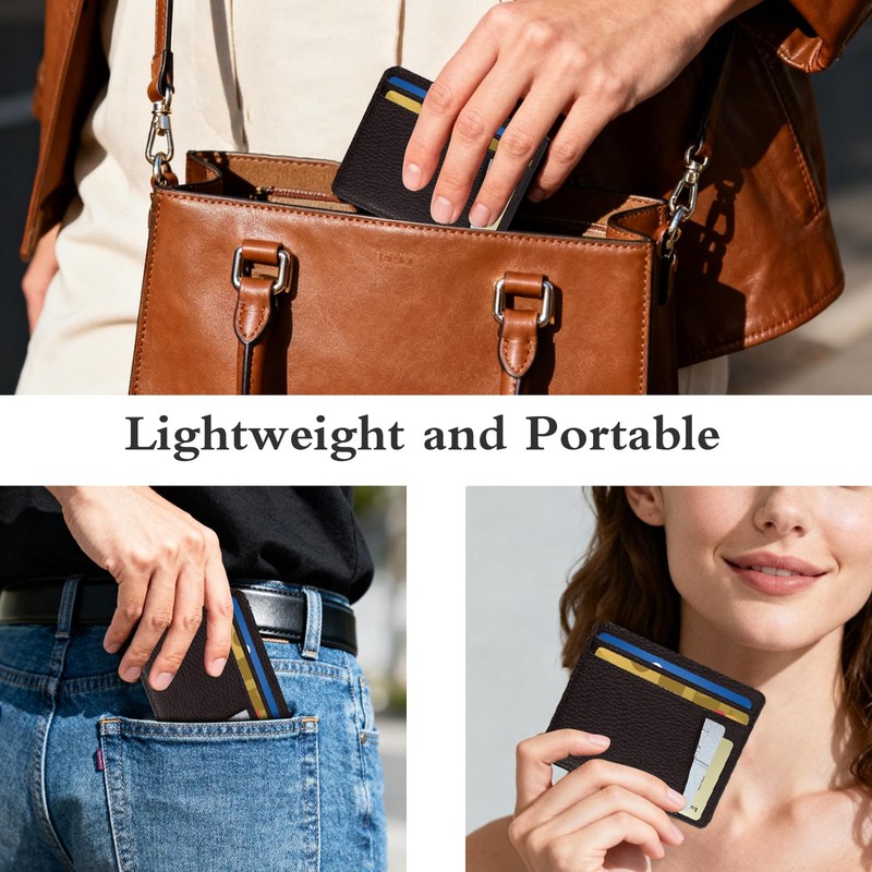 Feelorna Slim Wallet for Men, Compact Cards Case Leather Wallets