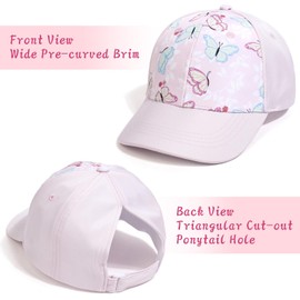 Yaopelky 2Pcs Mama and Mini Hats Ponytail Baseball Caps Parent-Child Matching Hat High Messy Bun Ponycap Trucker (US, Alpha, One Size, Butterfly)