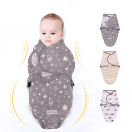 3-Pack Baby Swaddle Sleep Sacks, Newborn Blanket Wrap Adjustable Breathable Soft Cotton for 0-6 Months