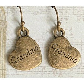 Bronze GRANDMA Heart Dangle Earrings Love Adore Best Friend. Jewelry Earrings for Women #3298FE93
