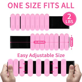 srclo 2 Pieces Wrist Weights Ankle Weights Set Weight Cuffs for Foot or Wrist on Movement Walking Yoga Jogging Aerobics Pilates Weight Fitness Bracelet (Pink, 1 kg (0.5 kg x 2))