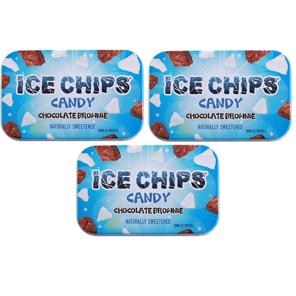 ICE CHIPS Xylitol Candy Tins (Chocolate Brownie, 3 Pack) - Includes BAND as shown