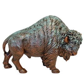 BestGiftEver Rustic Figurine - Bronze Colored Finish Bison Statue Buffalo American Icon Resin Sculpture