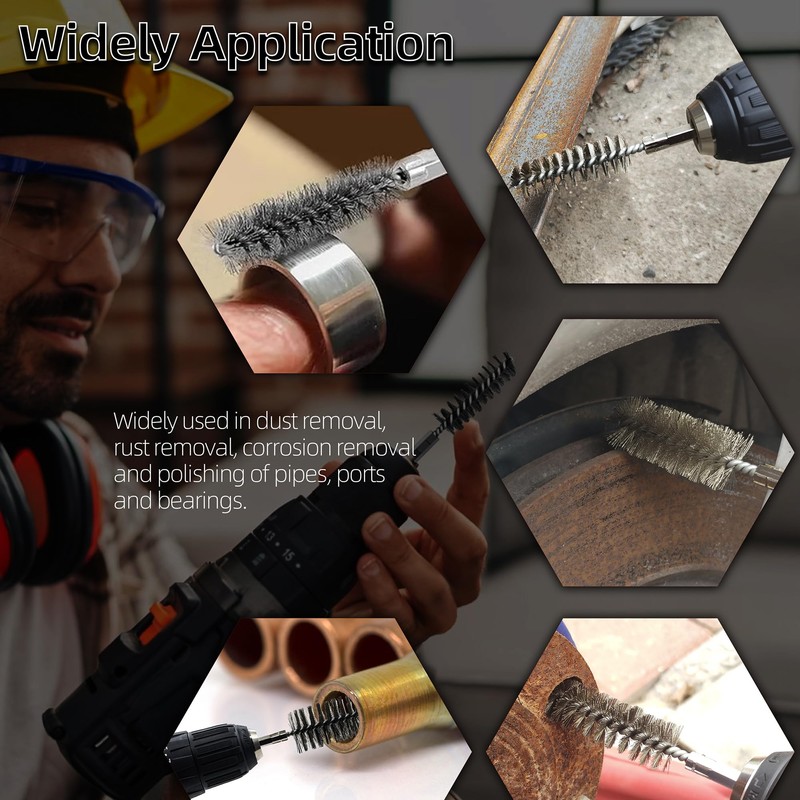ASNOMY 8Pcs Wire Bore Brush for Drill,5/16"-3/4” Stainless Steel Copper