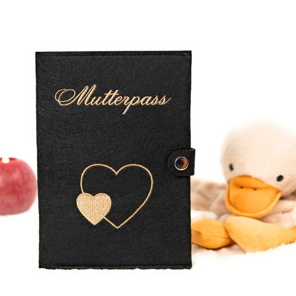 Maternity Log Cover Felt Black with 6 Extra Compartments for