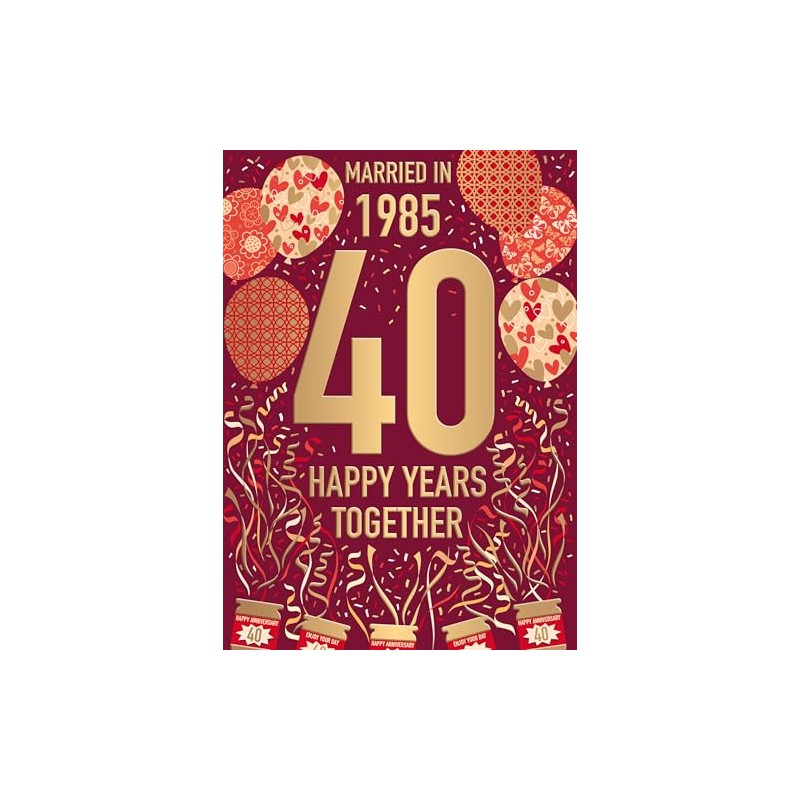 Words 'n' Wishes 40th Anniversary Card - Happy Ruby Anniversary