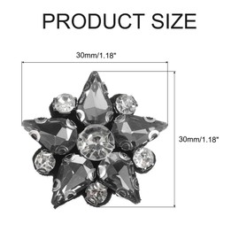 uxcell Parches de Estrella de Cuentas Hechos a Mano, 6 Piezas de Aplicaciones de Cristal de Vidrio con Estrás en Forma de Estrella para Ropa, Accesorios de Costura DIY, Gris