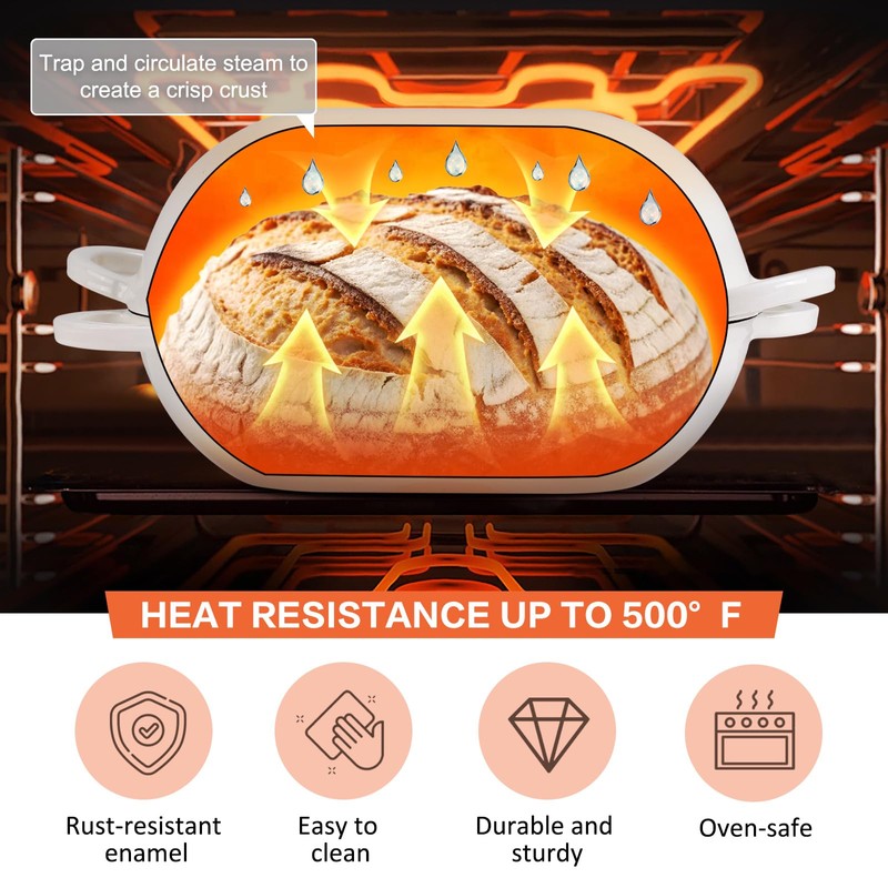 NSIRONS Enameled Cast Iron Oval Dutch Oven Pot with Lid,