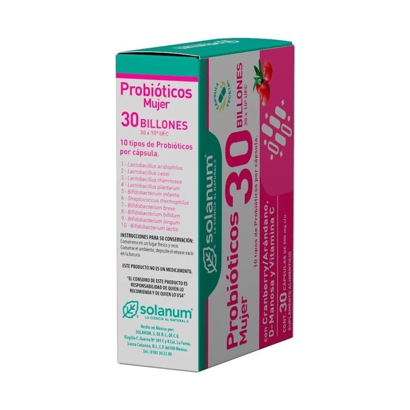 Solanum Probióticos Mujer 30 Billones Sabor Arandano, 30 capsulas de