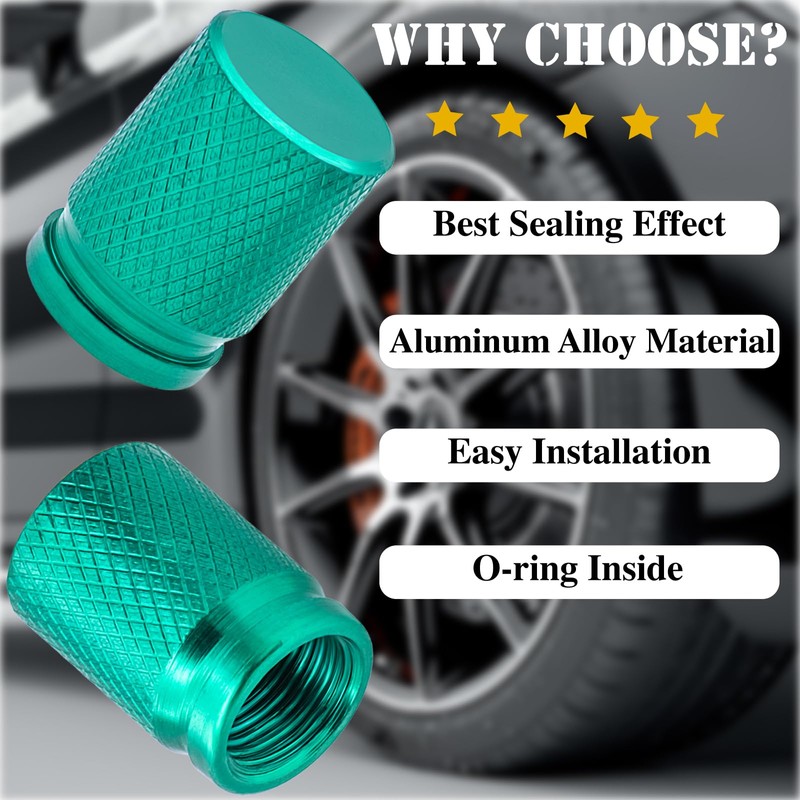 MEAJOO 4PCS Car Tire Valve Stem Caps, Waterproof Airtight Car