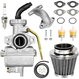 FVRITO PZ20 Carburetor Kit for Taotao Coolster 125cc 110cc 90cc 70cc 50cc Kazuma Baja Chinese Kids ATV Quad 4 Wheeler SunL NST Loncin Lifan XR80 CRF70 4 Stroke Go Kart Pit Dirt Bike Part Silver