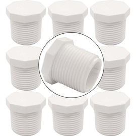 YSIL 3/4” PVC Cap 10Pcs Male Threaded NPT Plug,PVC Pipe End Cap Coupling Adapter PVC Pipe Fittings for Pluming Water Line