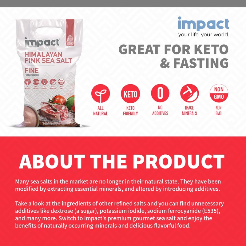 Impact - Fine Himalayan Pink Sea Salt - No Additives