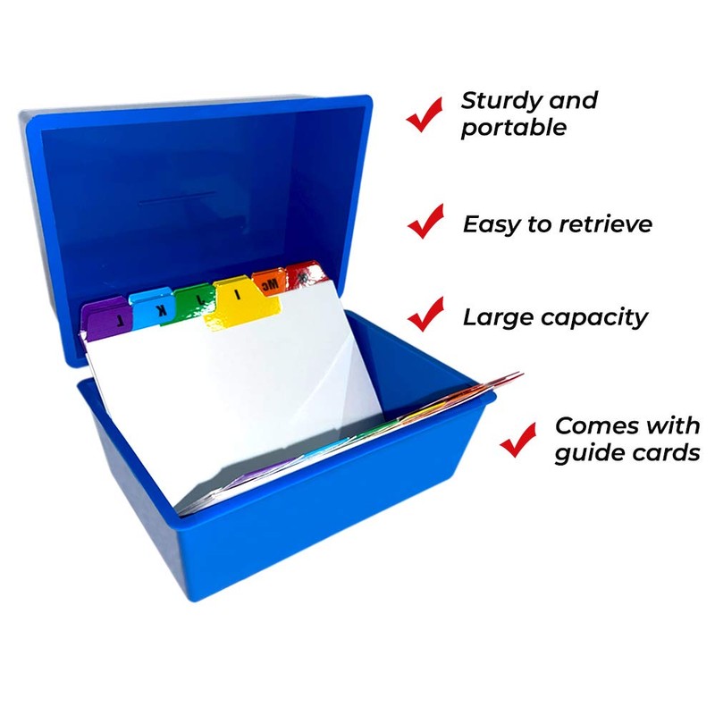 indigo® Office Index Record Card Box Filing Box With Coloured