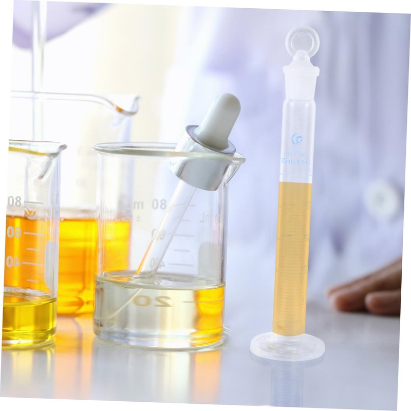 Hohopeti 1Pc Glass Measuring Cylinder with Stopper Thick Graduated Laboratory