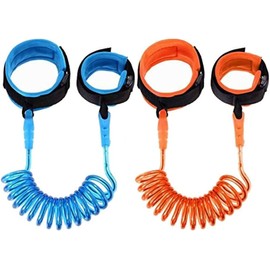 MOTTDAM 2 Pcs Anti Lost Wristband, 1.5M Baby Safety Wrist Link Belt Walking Hand Belt Strap Leash Wire Rope for Child Toddler Kids(Blue+Orange)