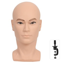 VEELTRAS Male Bald Mannequin Head Professional Bald Manikin Head Training Head for Wigs Display Mask Display Hat Display with a Free Clamp