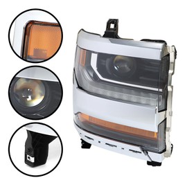 labwork Headlight Assembly, Compatible Replacement for 2016-2019 Chevy Silverado 1500 [HID/Xenon Model] DRL Projector Headlamp for Passenger Side Chrome Housing